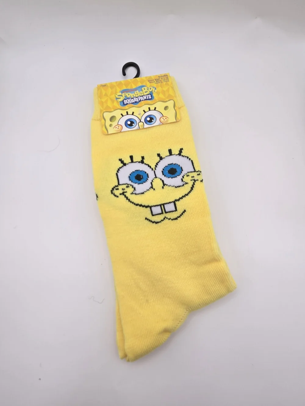 SpongeBob Squarepants Yellow Novelty Crew Socks with Face